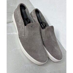 Michael Kors Mk Slip On Flats Street Sneakers Loafers 10 M Suede Leather Taupe